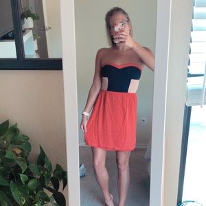 Sparkle and fade strapless color block dress!!